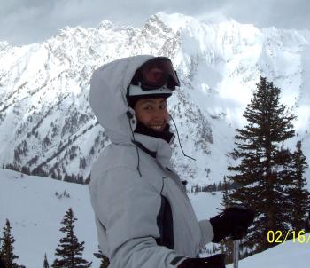 Smiling at the top of "Mambo" run.