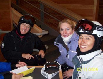 With some new friends at "Ski With The Girls" day at Alta.