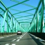 On the road.
