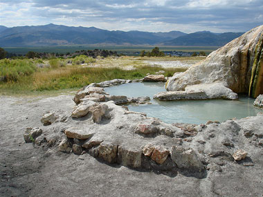 Travertine Travertine is one of the most accessible hot springs in the region
