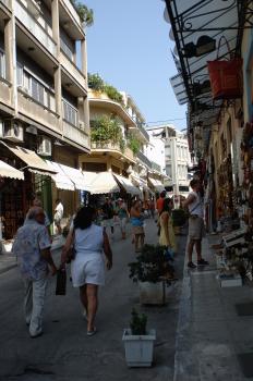 Crowded street in the Plaka, Athens