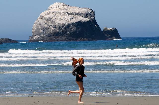 Running on the beach