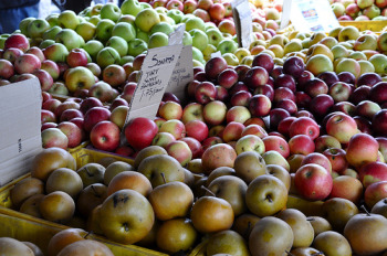 Apples at a farmers market