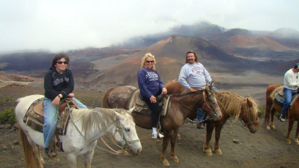 Horseback down into the Haleakala Crater Hawaii Horseback down into the Haleakala Crater in Hawaii