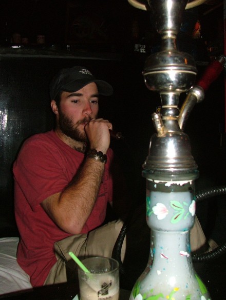 Enjoying a water pipe at Sheesha Terrace Enjoying a water pipe at Sheesha Terrace
