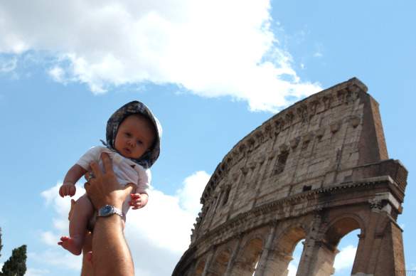 Jack in Rome Joey holding Jack for the bird's-eye-view of Rome