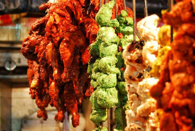 3. Kebabs on skewers at a Dhaba