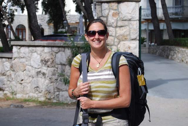 Amber and the backpack